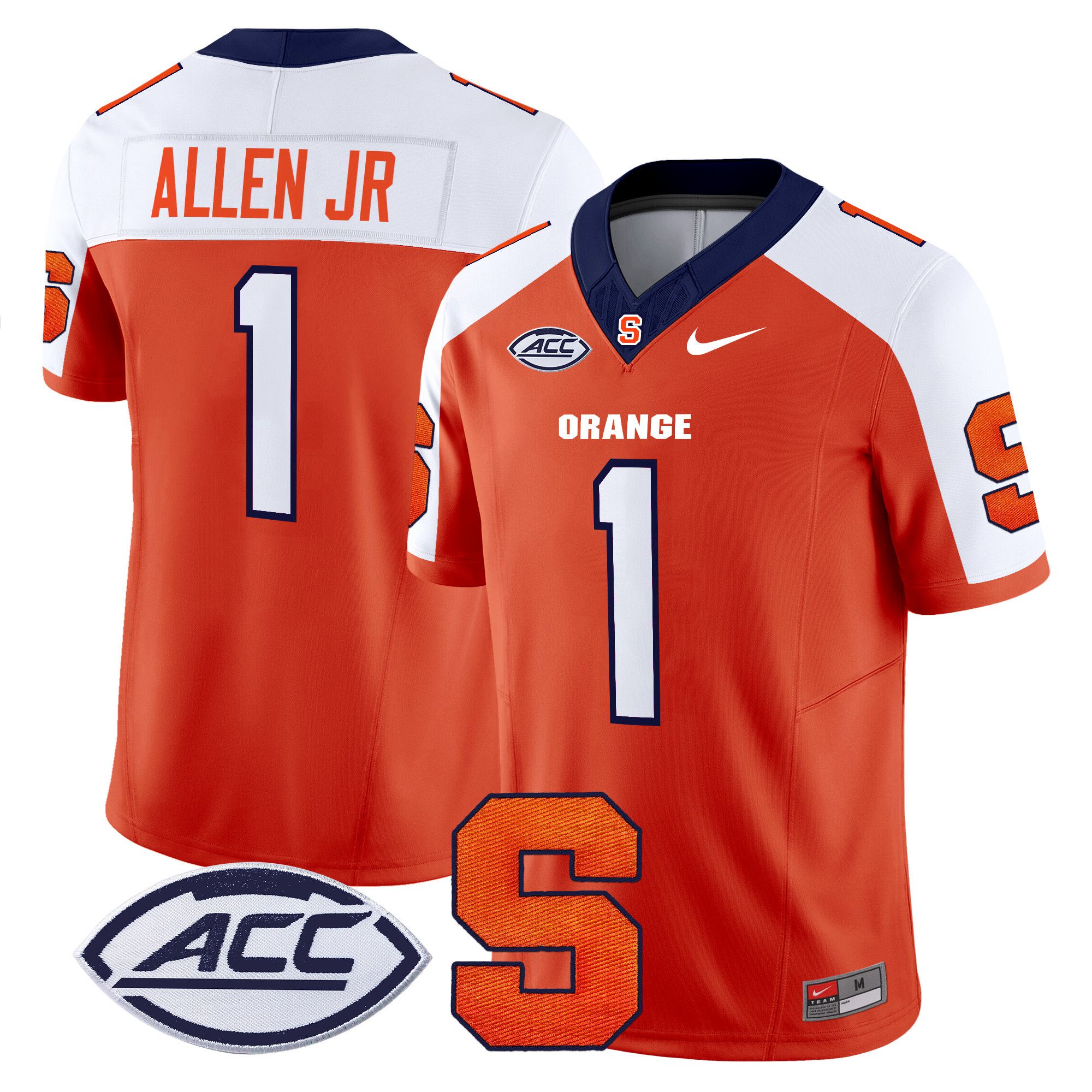 Men Syracuse Orange #1 Allen jr Orange Nike 2024 Vapor Limited NCAA Jersey